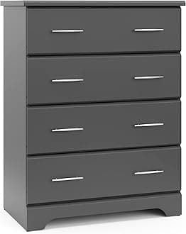 Brookside 4 Drawer Dresser (Gray) – GREENGUARD Gold Certified, Nursery Dresser for Kids Bedroom, Chest of Drawers