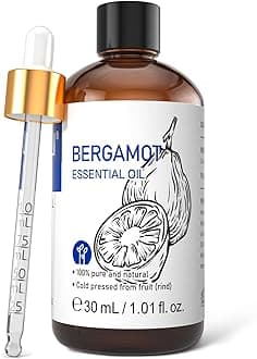 HIQILI Bergamot Essential Oil for Diffuser, Skin, Hair, DIY, 100% Pure & Natural - 30 ML (1.01 Fl Oz)