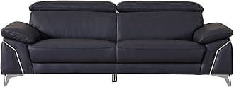 Blackjack Furniture Naples Top Grain Genuine Italian Leather Sofa with Adjustable Headrests Sofa, 88", Spruce Blue