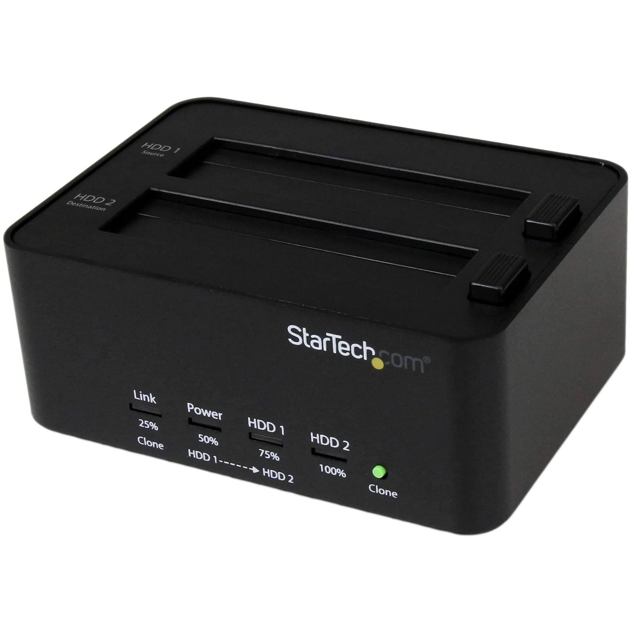 StarTech.com Dual Bay Hard Drive Duplicator and Eraser, External Standalone HDD/SSD Cloner / Copier, USB 3.0 to SATA Docking Station, Hard Disk Copier / Sanitizer / Wiper Tool (SATDOCK2REU3)
