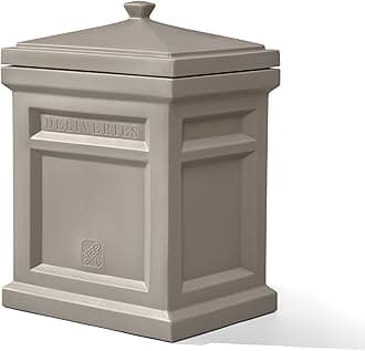 Step2 Express Parcel Delivery Box, Large Outdoor Package Bin with Lid, Weather-Resistant, Mocha