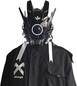 Punk Mask Helmet Cosplay for Men, Futuristic Punk Techwear, Halloween Cosplay with Light