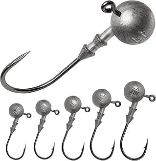 Dovesun Jig Head, Unpainted Jigheads Fishing Jigs Set Walleye | Bass | Crappie jigs Round Head Pro Jighead 1/8oz 3/16oz 1/4oz 3/8oz 1/2oz Fishing Jig Hooks Assortment 20-50pcs