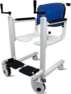 Patient Lift Transfer Machine, Toilet chair, Multifunctional Shower Chair Commode Manual Wheelchair for Nursing Elderly, Patient, Load 120kg/265.5Ib, Multicolor