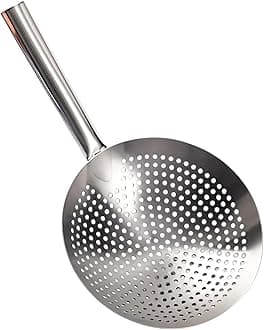 THW® Stainless Steel Round Skimmer, Mandarin Pasta Strainer 12-Inch Diameter