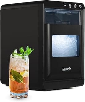 Nugget Ice Maker Countertop, 44 lbs in 24 Hours Ice Machine Nugget, Self Cleaning Ice Maker in Black Stainless Steel, Perfect for Home Bar, Kitchen Countertop, RV, Home Office