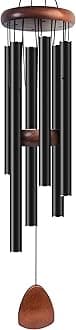 Bursvik Large Aluminium Wind Chimes 37" to Create a Zen Atmosphere Suitable for Outdoor, Garden, Patio Decoration. Classic Black Wind Chime with Wind Catcher Suitable as A Gift for Mom Neighbor Unisex