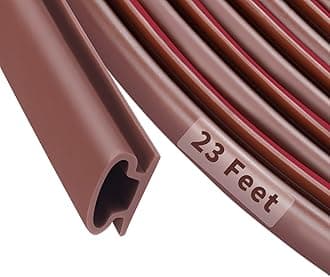 Rubber Weather Stripping, D Shape Door Seal, Self-Adhesive Soundproofing Seal Strip for Windows (Brown)