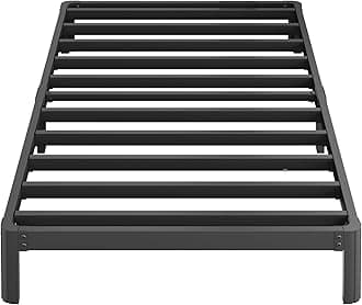 8 Inch Twin Bed Frames No Box Spring Needed, Heavy Duty Metal Twin Size Platform Bed Frame with Rounded Corner Legs, Easy Assembly, Noise Free, Black