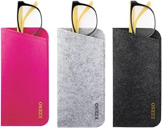 3 Pack Eyeglass Cases - Soft Felt Slip-in Pouch Case - Glasses Storage Case Makeup Pouch