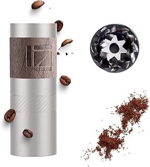 Q Manual Coffee Grinder, Mini Slim Travel Sized, Stainless Steel Conical Burr, Numerical Adjustable Setting for Pour Over French Press Cold Brew