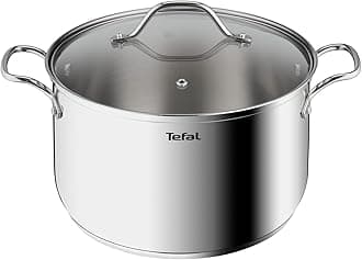 Tefal Intuition XL Large Cooking Pot Stainless Steel 26 cm/6.5 L, Induction, 5 Year Warranty, Premium 18/10 Stainless Steel, Size XL, Sturdy Handles, Glass Lid B8646304