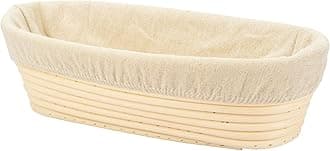9.8 inch Oval Long Banneton Brotform Bread Dough Proofing Rising Rattan Basket & Liner
