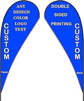 Custom Feather Flags, Personalized Double Sided Feather Flag Banner for Business Outside Advertising, Customized Your Own Logo Text Design (Teardrop Flag Only, 70×170cm/2.3×5.6FT)