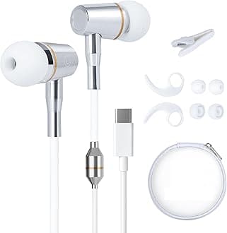 ATMOSURE Air Tube Headphones — Anti Radiation EMF Free Headphones (Type-C) — Carry Case, Microphone, Volume Control, Clipper and Set of Ear Tips Included