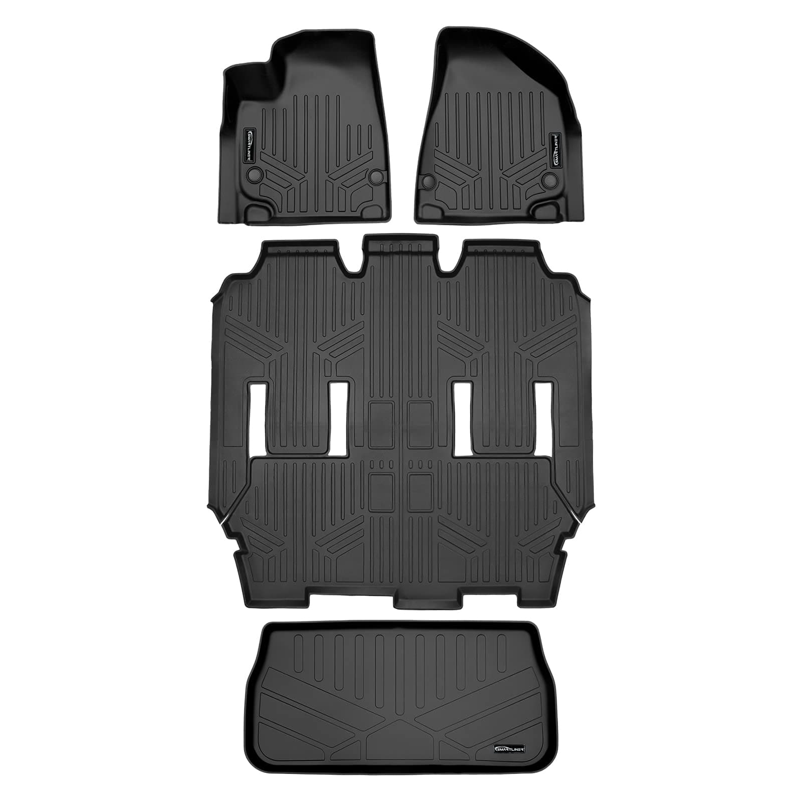 SMARTLINERCustom Fit 3 Row Liner Set & Cargo Liner Behind 3rd Row Compatible with 2021-2025 Chrysler Pacifica