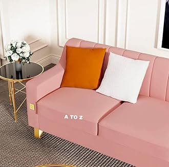 A to Z Furniture Classic Seater Sofa Set Luxury Chesterfield Leatherette Sofa in for Home Living Room & Office Stainless Steel Legs (Rose Pink, 2 Seater)