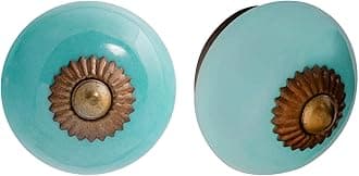 Nicola Spring Ceramic Cupboard Drawer Handle Knobs - Turquoise - Pack of 12