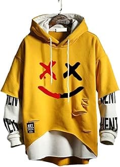 Mens Hoodie Fashion Pullover Letter Print Tracksuit Techwear Casual Coat Hip-Hop Sweatshirt