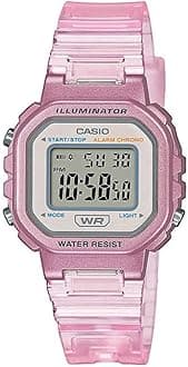Casio Unisex 30.00mm Quartz Watch with Clear Digital dial and Pink Plastic/Resin Bracelet Strap LA-20WHS-4AEF