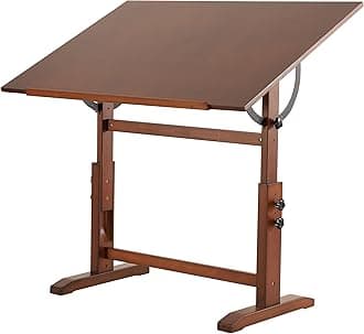 VISWIN 30" x 42" Extra-Large Wooden Drafting Table, Adjustable Height & Angle, Solid Pine Wood Artist Table for Drawing, Tilts Flat, Studio Art Craft Desk for Painting, Drafting, Writing, Reading