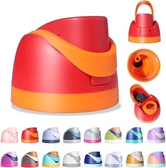 Replacement Lid for Owala Freesip, Compatible with Owala Cup 16oz 24oz 32oz 40oz, One Button Water Bottle Top Lid Replacement Accessory, Leakproof, BPA-Free, Orange Red