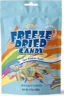Apexy Freeze Dried Candy - Freeze Dried Rainbow Candy Assorted Flavor - Dehydrated, Crunchy, Colorful Treats & Snacks for Kids & Adults - Packed in a Resealable Pouch 2.82oz (80g) (Tart Ribbon Rush)