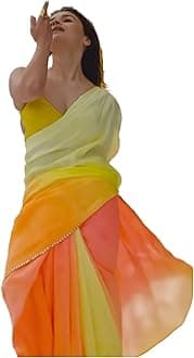 Women's Printed Pure Georgette Saree With Unstitched Blouse Piece (Rocky Aur Rani Ki Prem Kahani Saree)