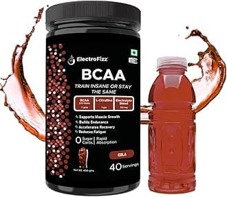BCAA 7Gms (2:1:1 formula) with Citrulline & Electrolyte Blend for Muscle Recovery & Endurance - Pre/Post Workout & Intra Workout - 400 gms (Cola)