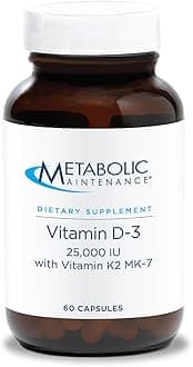 Metabolic Maintenance - Vitamin D-3-25,000 IU + K2, High Potency + Easier Absorption, 60 Capsules