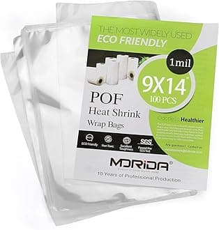 100 pcs 9X14 inch POF Heat Shrink Wrap Bags 100 Gauge, Softer, Clear Film for Gifts, Bottles, DIY Handmade Crafts, Dustproof Packaging, Odorless, Non-Toxic, Food Safety Quality