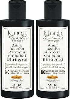 SLR Khadi Amla Reetha Aloevera Shikakai Bhringraj Shampoo - Anti Hairfall & Anti Dandruff Sls-Paraben Free Shampoo- 210 Ml (Pack Of 2)
