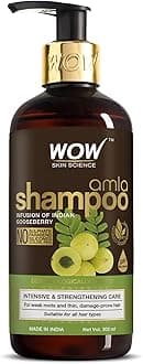 WOW Skin Science Amla Shampoo For Weak Hair - No Sulphate, Parabens, Silicones, Synthetic Color & PEG - 300mL