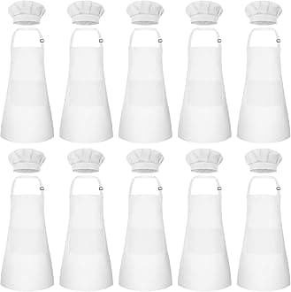 Kids Apron and Chef Hat Set Children Apron Adjustable with 2 Pockets Children Chef Painting for Cooking Baking