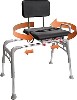 Eagle Health Supplies Padded Swivel Sliding Shower Chair & Transfer Bench, Height Adjustable, Heavy-Duty Capacity, for Safety Shower, for Elderly & Disabled (78661)