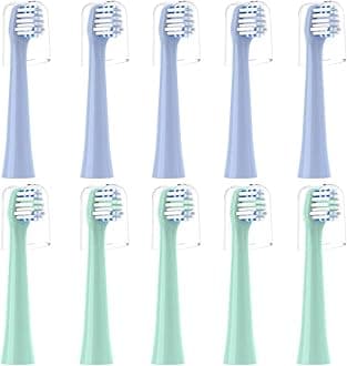 Replacement Toothbrush Heads 10 Pack Compatible with Colgate Hum Connected Smart Battery Electric Toothbrush Head,5 Blue+5 Green