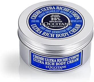 L’Occitane Shea Butter Ultra Rich Body Cream, Nourishing Moisturizer for Dry, Sensitive Skin, Fast Absorbing, Refillable, Vegan Skincare, Light Scent