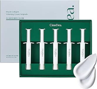 Mucin Collagen Voluming Ampoule Moisturizer Face Cream (Dual Collagen + Mucin Care) – Deep Hydrating Facial Skin Care for Women, Glow Up Skincare Essentials - 0.14 Fl Oz x 5ea