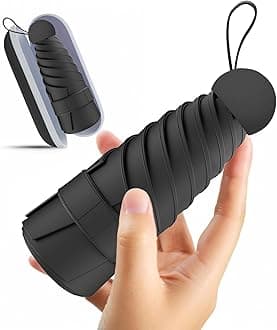 Windproof Mini Travel Folding Umbrella - UPF 50+ Sun & Rain Protection, Small Compact Lightweight Design Fits in Pocket or Bag, Eco-Friendly Fabric Wallet Umbrella for Commuter, Men Women Boys Girls