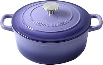 Enameled Cast Iron Covered Dutch Oven with Dual Handle, 2.8 Quart, Purple