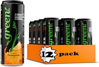 Green Orangeade - No added Sugar, 10% Real Orange Juice, 20 Calories per can, Naturally Sweetened with 100% Stevia Leaf Extract, Carbonated Soda, 12 Fl Oz each can - Pack of 12