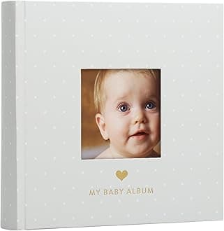 Pearhead Baby Photo Album, Book Keepsake For New And Expecting Parents, Gender-NEUtral Accessory, Gray White Polka Dot