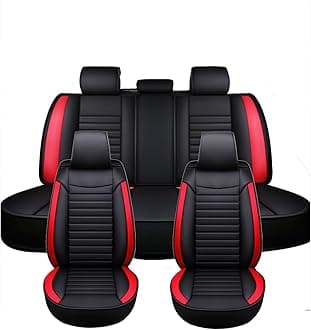 Car Seat Covers Full Set for Suzuki Jimny 2007-2024 2025，Universal Fit 5 Breathable, Waterproof, Durable, with Anti - Slip Design Full Set (2 Front + Rear Bench)(Red)