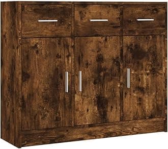 vidaXL Smoked Oak Sideboard - Modern Style Engineered Wood Storage Cabinet for Living Room and Office