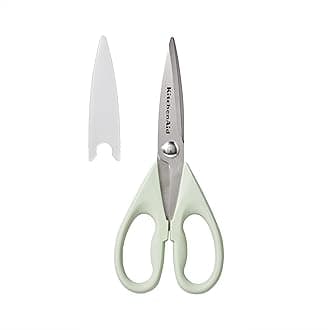 All Purpose Kitchen Shears with Protective Sheath Durable Stainless Steel Scissors, Dishwasher Safe, Soft Grip Comfort Handle, 8.72 Inch, Pistachio