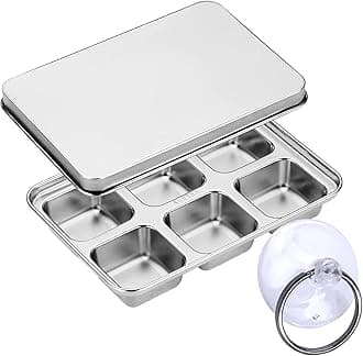 TEGOOL Ice Cube Trays, Stainless Steel Lid Ice Cube tray with Suction Cup Super Easy Release Molds,Durable and Dishwasher Safe for Cocktail,Freezer,Whiskey,Chocolate (Silver)