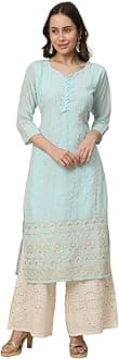 RATAN Women's Georgette Anarkali Lucknowi Chikankari Ethnic Wear Kurta