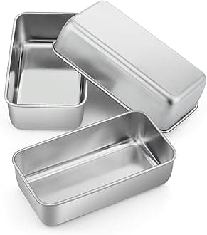 Loaf Pan Bread Baking Pans Set of 3, P&P CHEF 9 inch Stainless Steel Bakeware For Bread Meatloaf Lasagna Cake Toast, Food Safety & Non Toxic, Deep Side & Smooth Roll, Easy Clean & Dishwasher Safe