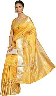 Women's Kasavu Cotton Blend Saree With Blouse Piece