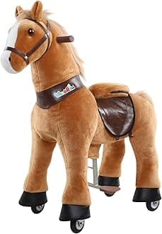 WondeRides Ride on Horse Riding Horse Pony Cycle Toy, 30.1 Inch Height Riding Pony Ride Plush Rocking Mechanical Walking Animal with Wheels No Battery Size 3 for Kids 3 to 4 Years M345